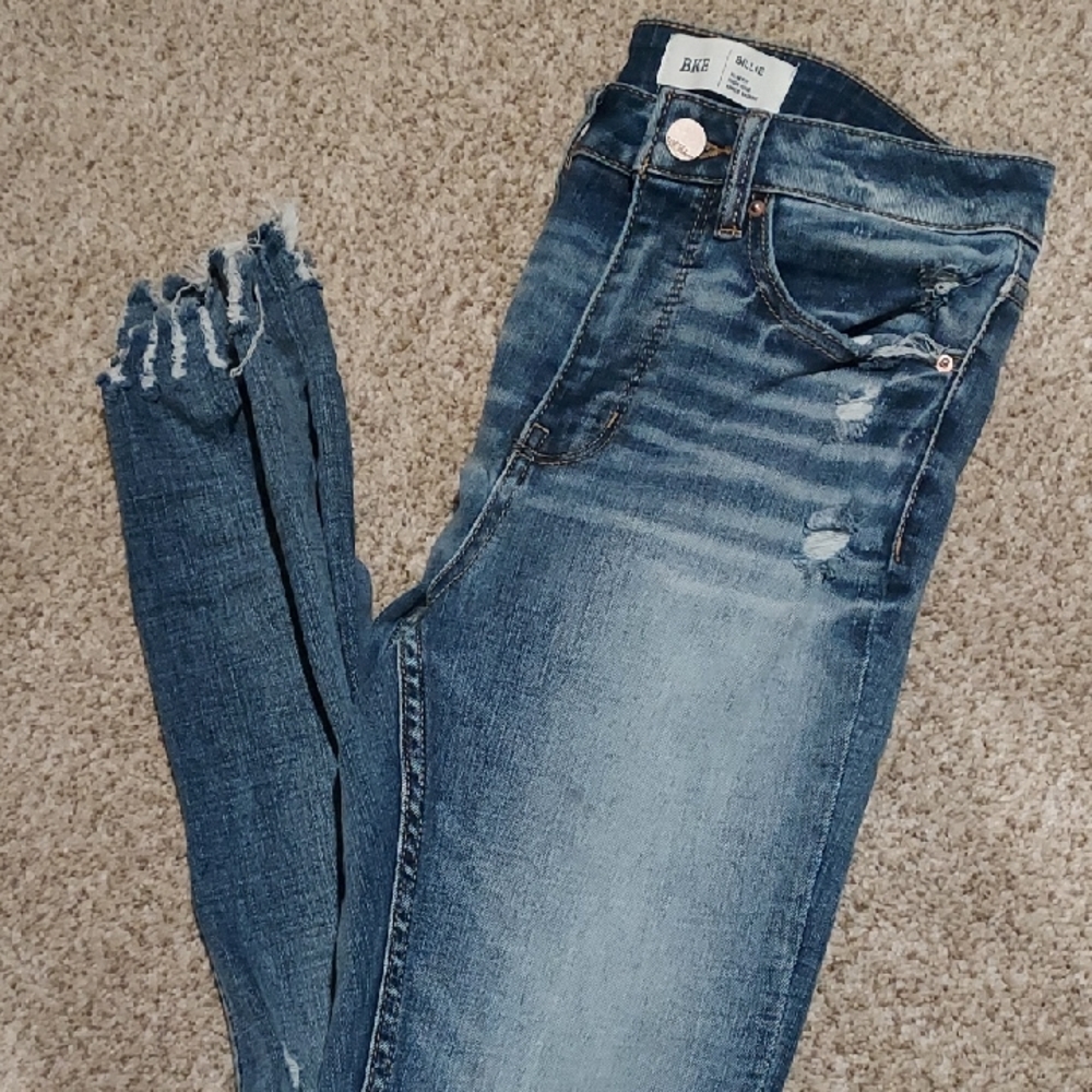 BKE Distressed Skinny Jeans in Blue Size 26